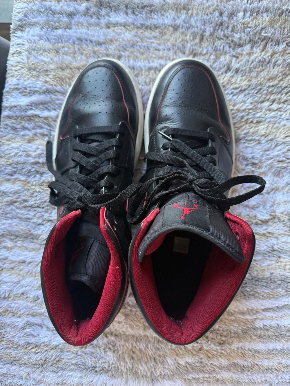 Jordan Black and Red High-Top Sneakers